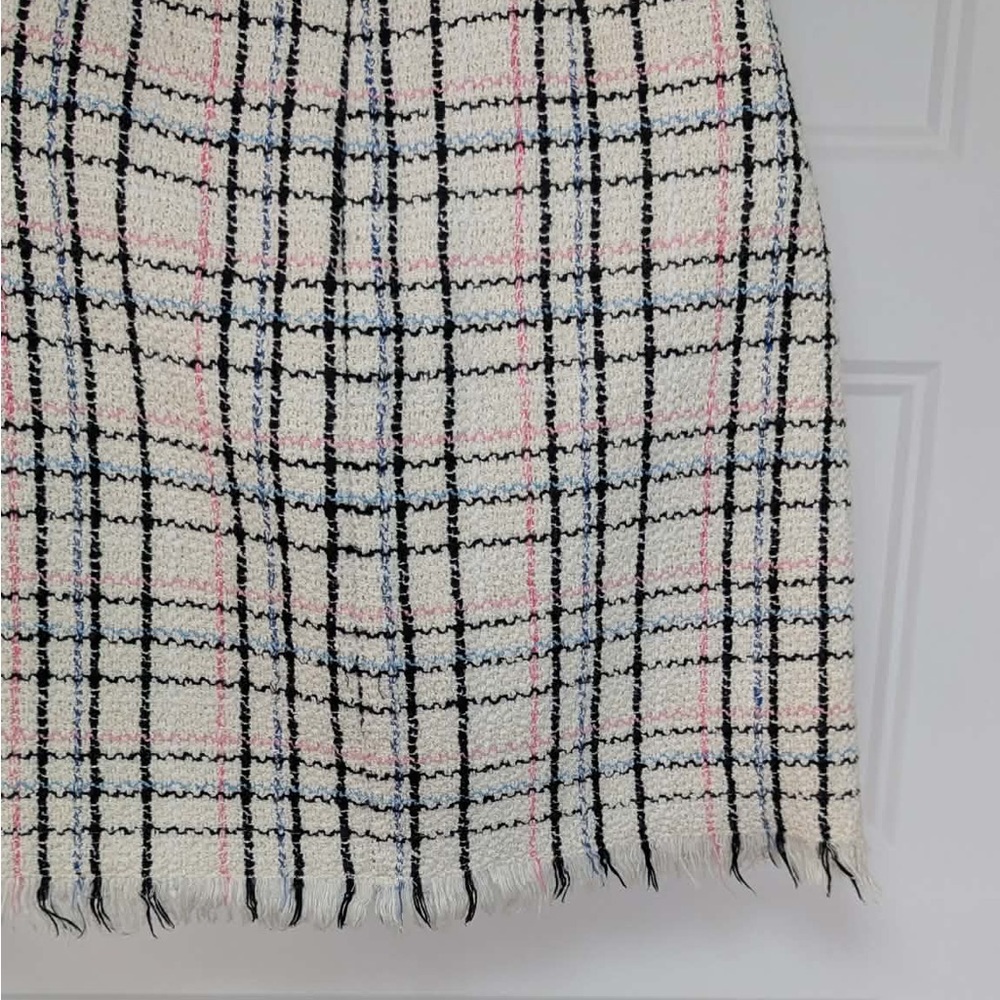 Maje Rianey Tweed Dress Size 34 Cream Plaid Fringe - Anthropologie dress - Picture 2 of 12